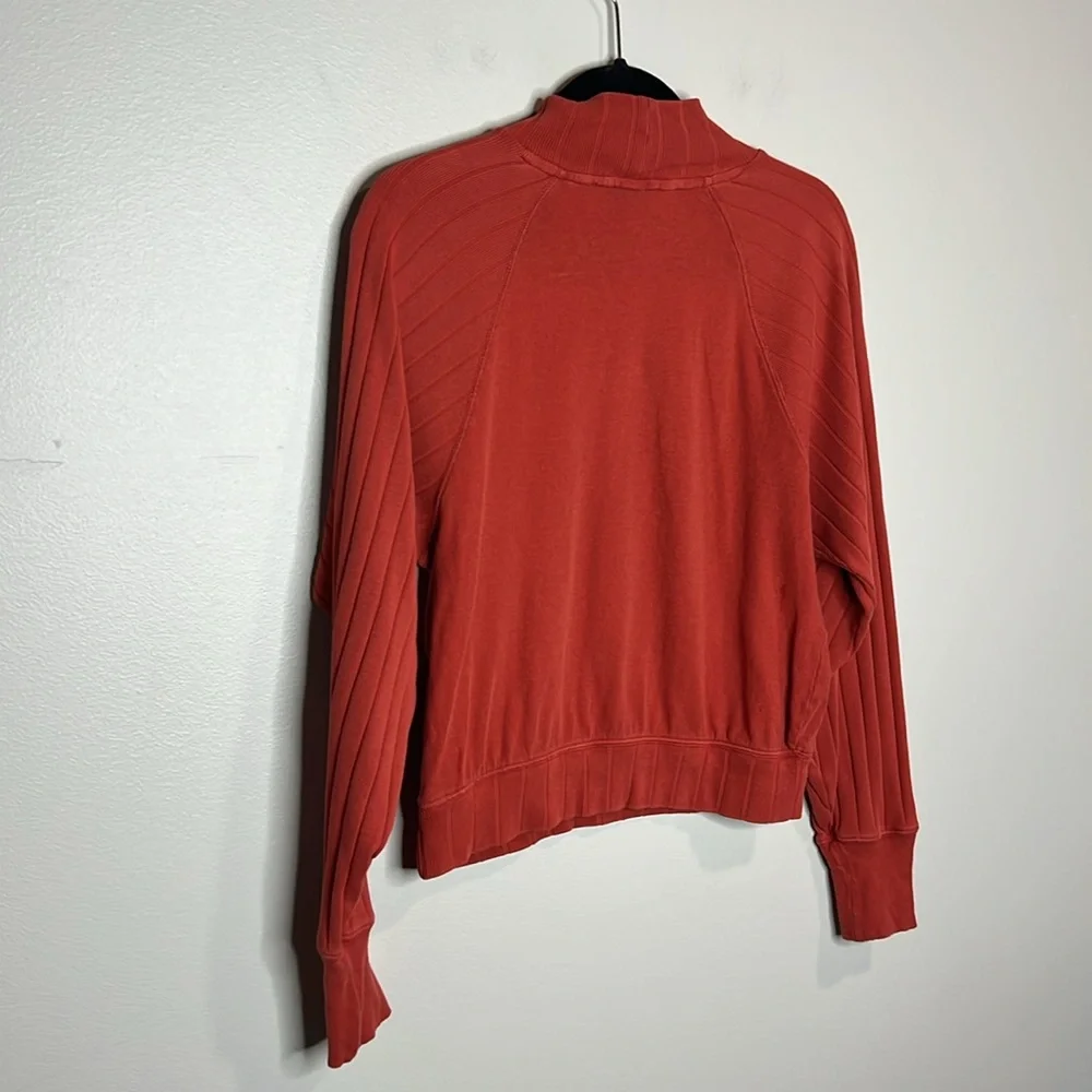 Free People Beach 100% Cotton Ribbed Sleeve mock turtleneck top